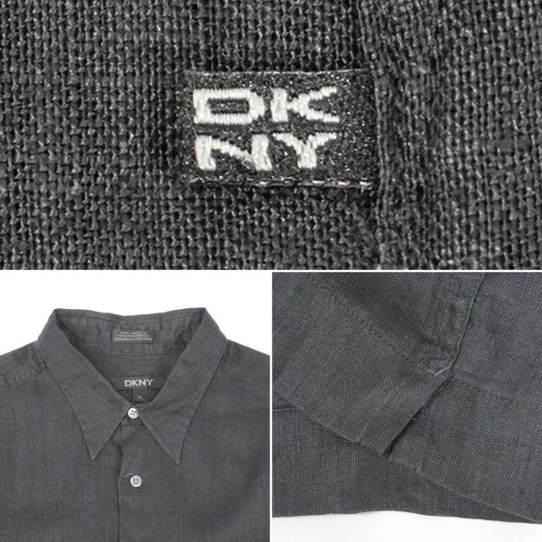 画像3: 00's DKNY S/S リネンシャツ “BLACK” (3)
