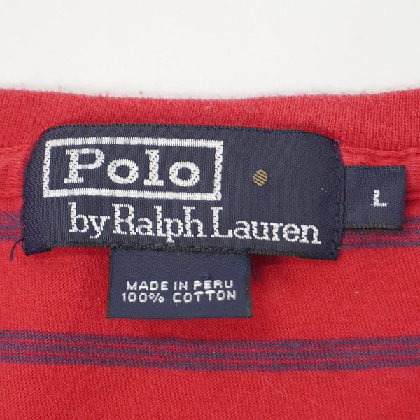 画像2: 90's Polo Ralph Lauren マルチボーダーTシャツ "RED×NAVY" (2)