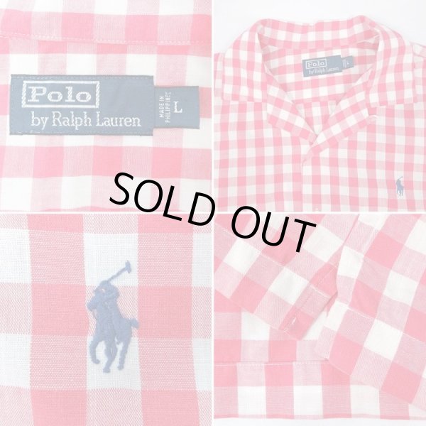 画像3: 90's Polo Ralph Lauren S/S ギンガムチェック柄 オープンカラーシャツ (3)
