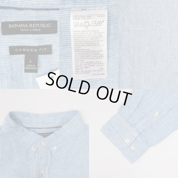 画像3: 00's Banana Republic ストライプ柄 リネンボタンダウンシャツ "DEADSTOCK" (3)