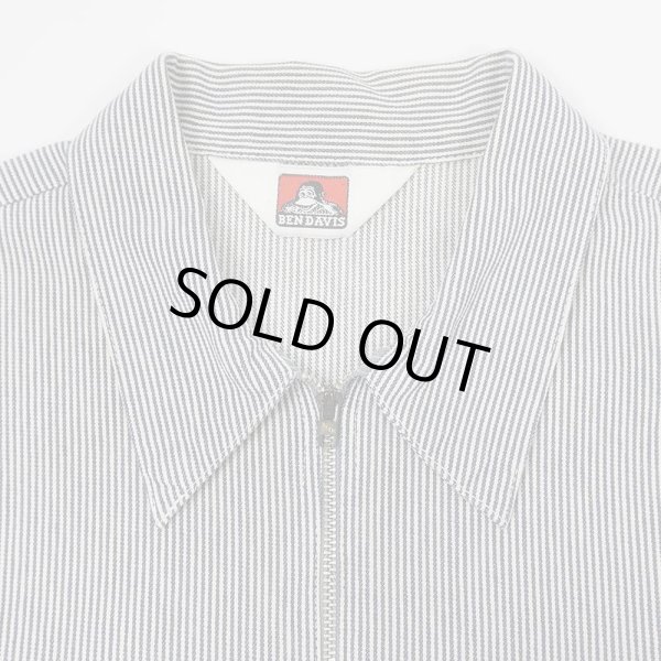 画像3: 80's BEN DAVIS S/S ハーフジップ ワークシャツ "ヒッコリーストライプ" (3)