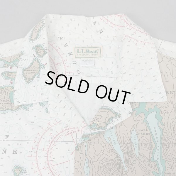 画像3: 80's L.L.Bean S/S マップ柄 オープンカラーシャツ "MADE IN USA / sizeL" (3)