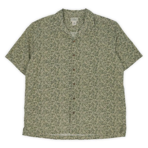 画像1: 00's L.L.Bean S/S 総柄 オープンカラーシャツ "OLIVE×BEIGH" (1)