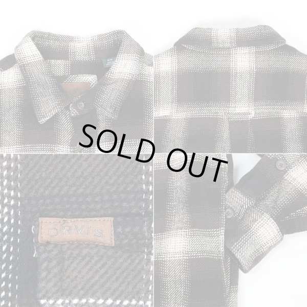 画像3: 00's ORVIS ヘビーネルシャツ "Black×Brown Ombre Plaid" (3)