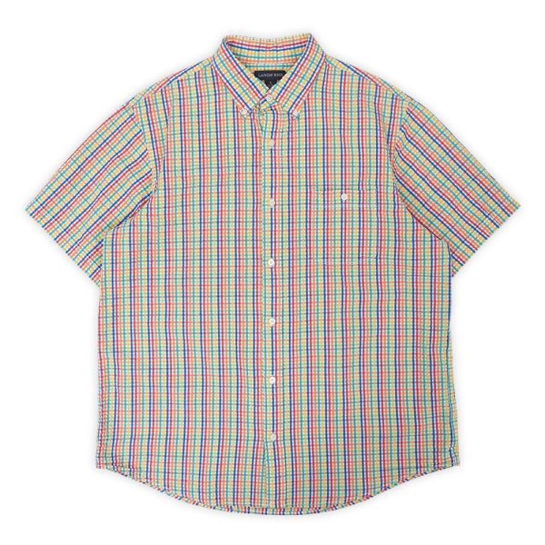 画像1: 00's LANDS' END S/S シアサッカーボタンダウンシャツ (1)