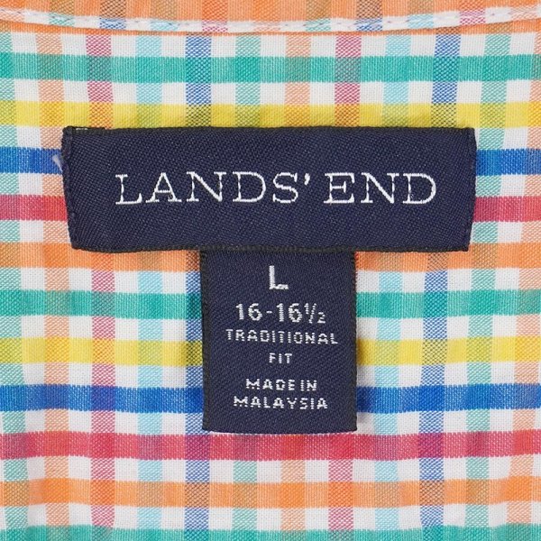画像2: 00's LANDS' END S/S シアサッカーボタンダウンシャツ (2)