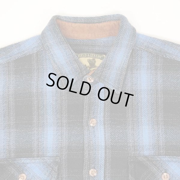 画像3: 00's Field & Stream ヘビーネルシャツ "Blue×Black Ombre Plaid" (3)