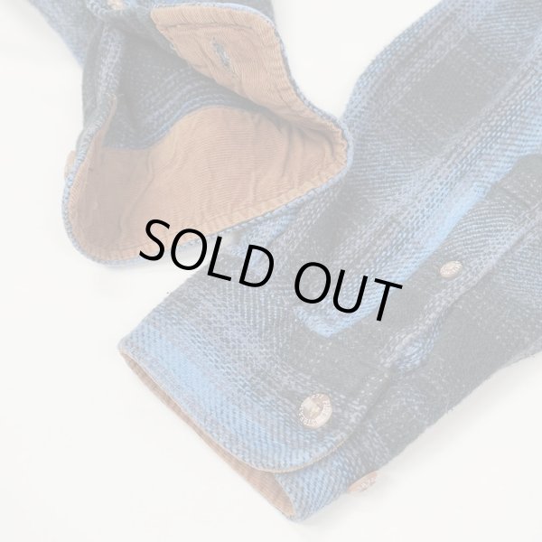 画像4: 00's Field & Stream ヘビーネルシャツ "Blue×Black Ombre Plaid" (4)