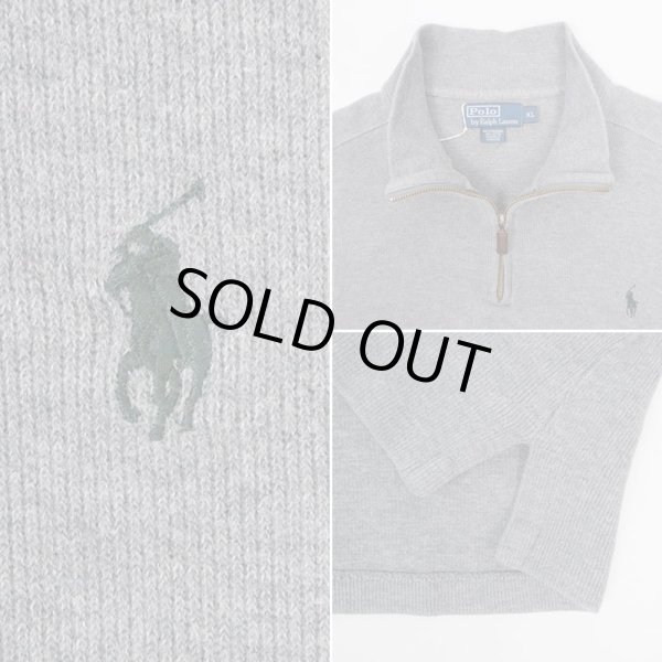 画像3: 90's Polo Ralph Lauren ハーフジップ コットンニット "GRAY" (3)