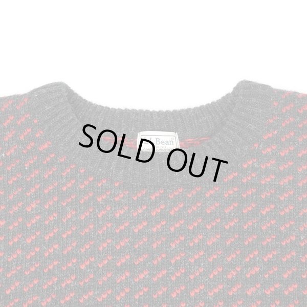 画像3: 00's L.L.Bean バーズアイ柄 ウールニット "BLACK×RED / MADE IN NORWAY" (3)