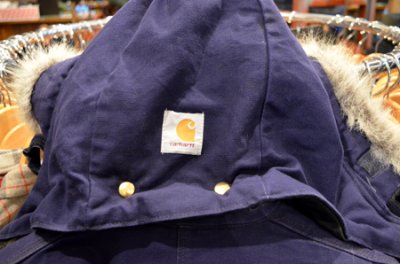 画像1: 90's USA製Carhartt ブランケット付きダックカバーオール "フード付き”