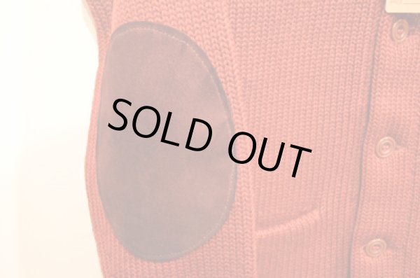 画像4: 40's エルボーパッチ付き ローゲージレタードカーディガン (4)