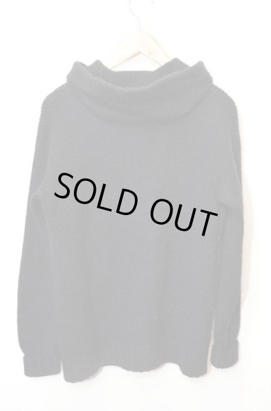 画像2: 40's Geistex フード付きローゲージカーディガン BLK (2)