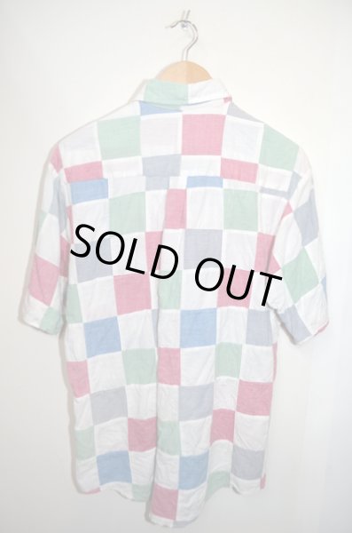 画像2: 90's CLEVE パッチワーク ボタンダウンSHIRT (2)