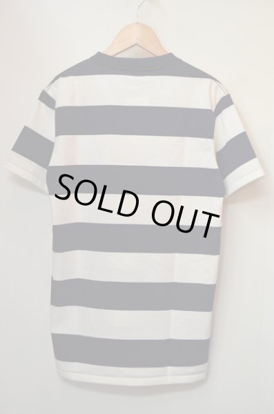 画像2: Velva Sheen ワイドボーダー ポケットTシャツ NVY×WHT sizeL (2)