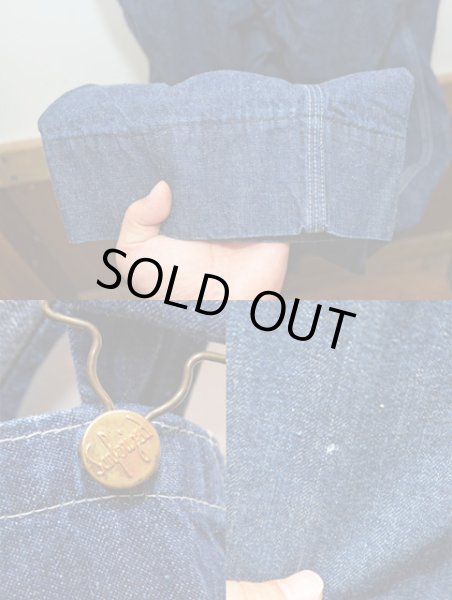 画像3: 60's unknown デニムオーバーオール ?真紺″ (3)