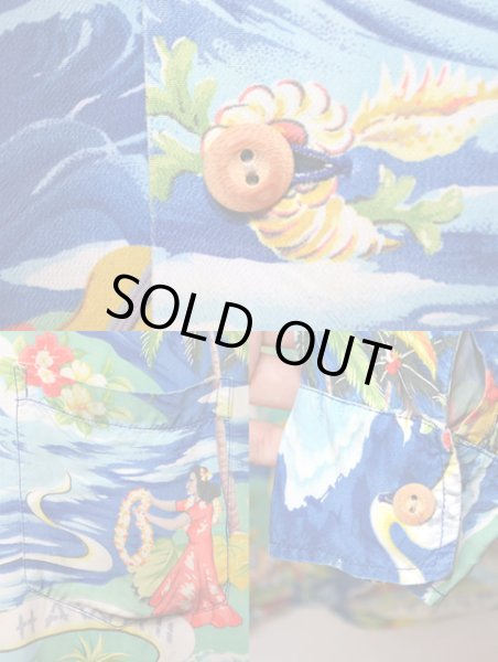 画像4: 50's L/S ハワイアンシャツ "LAND OF ALOHA" (4)