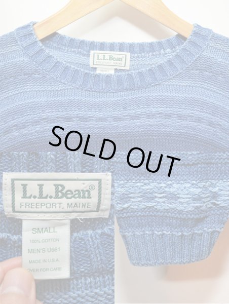 画像3: 90's L.L.Bean インディゴ染めコットンニット "USA製" (3)