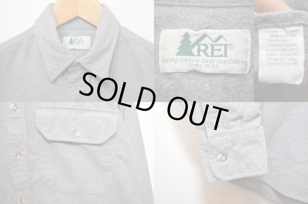 画像3: 80's REI フランネルシャツ "単色グレー" (3)