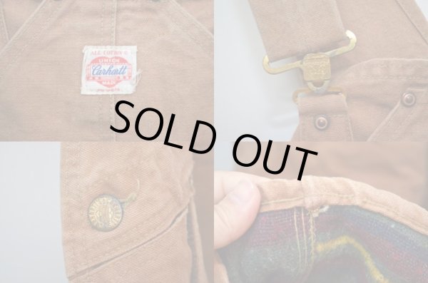 画像3: 50-60's Carhartt ブラウンダックオーバーオール “ダブルニー” (3)