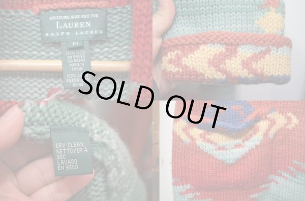 画像3: 90's LAUREN ネイティブ柄 ニットガウン (3)