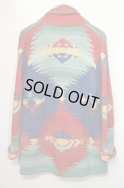 画像2: 90's LAUREN ネイティブ柄 ニットガウン (2)