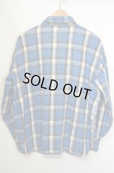 画像2: 60's SEARS マチ付きネルシャツ “青ベース” (2)