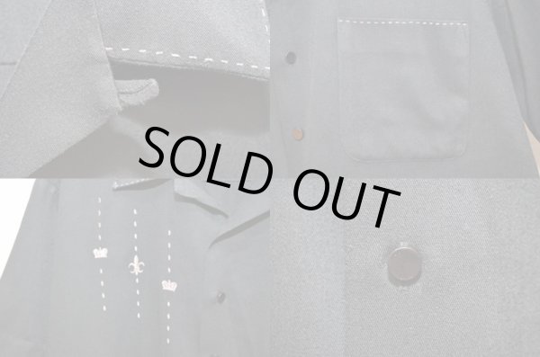 画像4: 70's Kennington S/S オープンカラーシャツ “黒ピン” (4)