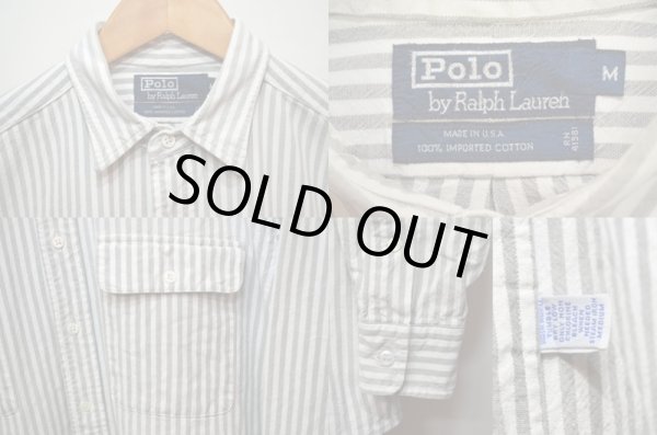 画像3: 90's Polo Ralph Lauren ストライプ柄ワークシャツ "USA製" (3)