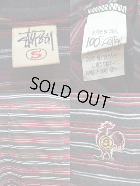 画像3: 90's STUSSY ボーダー柄ポケット付きTシャツ “USA製” (3)