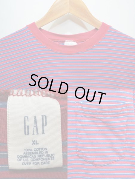 画像3: 90's GAP ボーダー柄ポケット付きTシャツ (3)