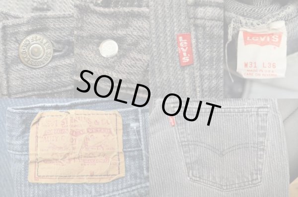 画像3: 80's Levi's 501 ストライプ柄ブラックデニムパンツ (3)