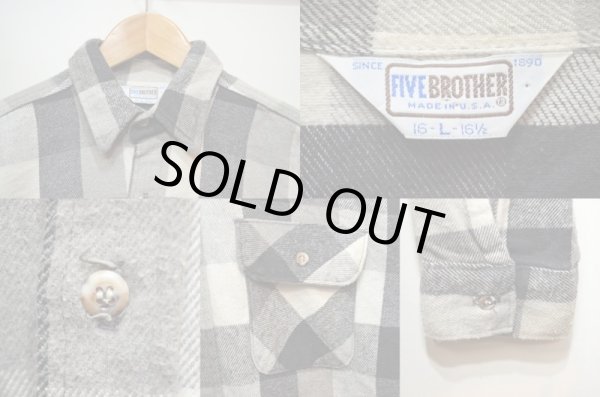 画像3: 80's FIVE BROTHER ヘビーネルシャツ “グレーベース” (3)