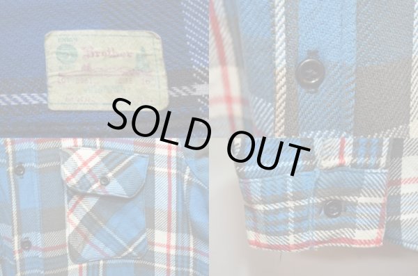 画像3: 60-70's FIVE BROTHER ヘビーネルシャツ “青ベース” (3)