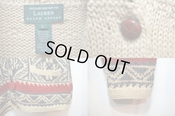 画像3: 90's LAUREN ショールカラーニットカーディガン “EXCLUSIVE HAND KNIT” (3)