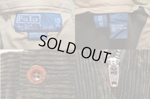 画像3: 90's Polo Ralph Lauren 太畝コーデュロイパンツ “OLIVE” (3)