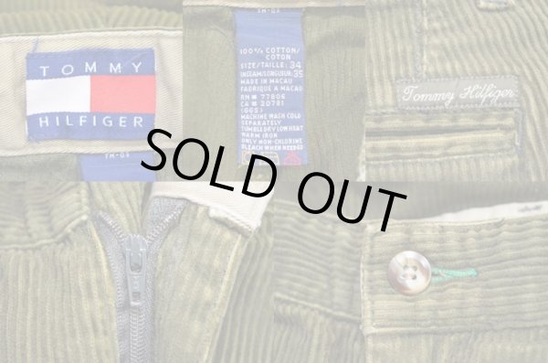 画像3: 90's TOMMY HILFIGER 太畝コーデュロイパンツ “OLIVE” (3)