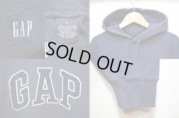 画像3: 90's GAP ビッグロゴスウェットパーカー “NAVY” (3)