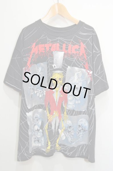 画像1: 90's METALLICA 総柄Tシャツ スパイダーウェブ "PUSHEAD" (1)