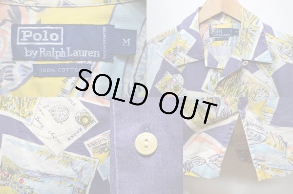 画像3: 90's POLO Ralph Lauren コットンハワイアンシャツ “絵はがき柄” (3)