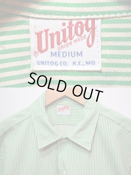 画像3: 50-60's Unitog ヒッコリーストライプ柄 S/S マチ付きワークシャツ “DEADSTOCK” (3)