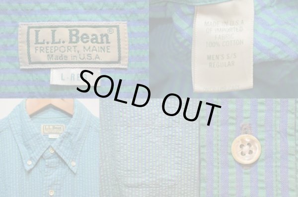 画像3: 90's L.L.BEAN シアサッカー S/S ストライプ柄BDシャツ (3)