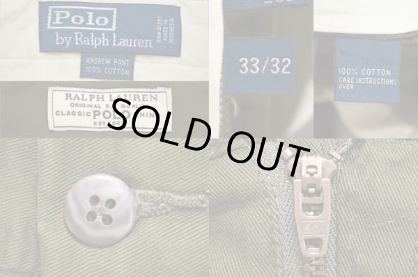 画像3: 90's Polo Ralph Lauren 2タックチノトラウザー “OLIVE GREEN” (3)