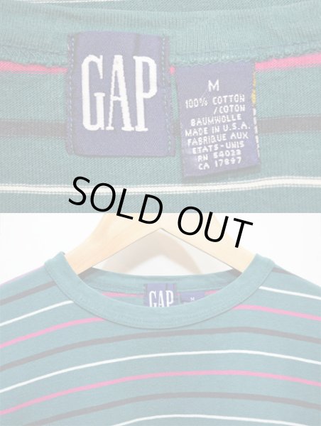 画像3: 90's GAP マルチボーダー柄 L/S Tシャツ “USA製” (3)