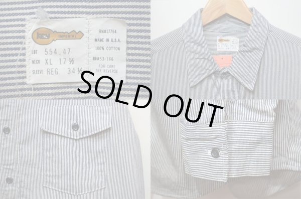 画像3: 80's KEY IMPERIAL ヒッコリーストライプ柄 ワークシャツ (3)