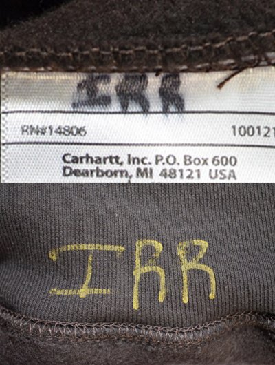 画像1: 日本未発売 Carhartt 袖プリント入り スウェットパーカー