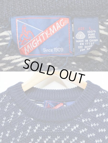 画像3: 90's MIGHTY-MAC バーズアイ柄 ウールニット (3)