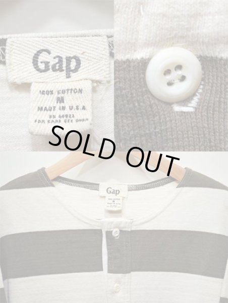 画像3: 90's OLD GAP 太ボーダー柄ヘンリーネックカットソー “USA製” (3)