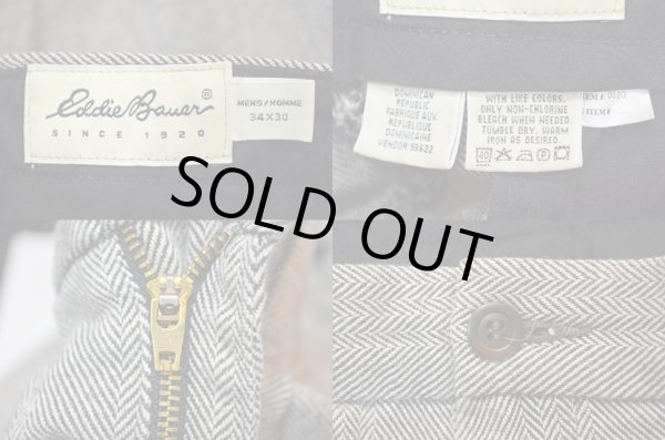 画像3: 90's Eddie Bauer ヘリンボーン織り コットンスラックス (3)