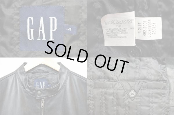 画像3: 90-00's OLD GAP レザーシングルライダースジャケット (3)